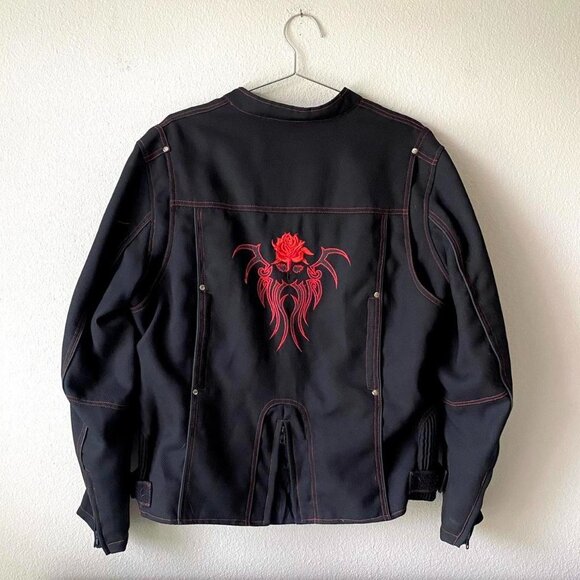 Revolution Gear black and red rose tribal embroidered Racing Jacket Bomber XXL - Picture 1 of 5